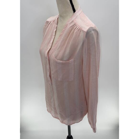 H&M Light Pink Sheer with white stripes long sleeve tunic Size 6 - Picture 6 of 12